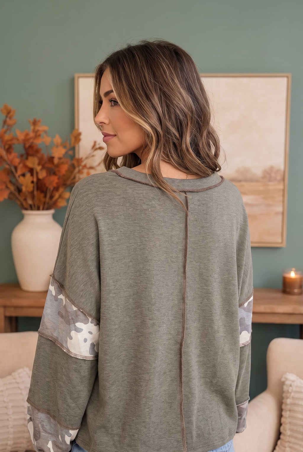 Cozy Camo Color Block Pullover
