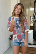 Stars and Stripes Patchwork Oversized Top