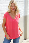 Summer Vibes Coral Relaxed Fit Jacquard Knitted Top