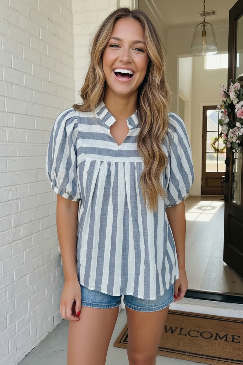 Stripe It Right Babydoll Blouse