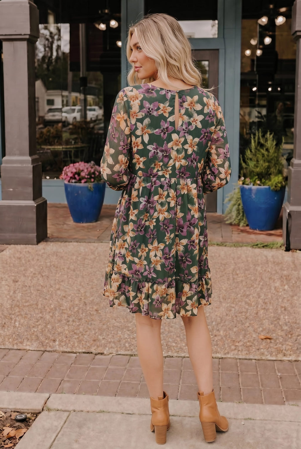 Forest Blooms Long Sleeve Mini Dress
