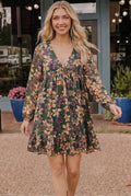 Forest Blooms Long Sleeve Mini Dress
