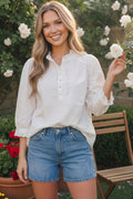 Pretty in White Puff Sleeve Button Top