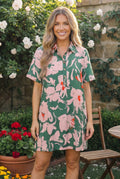 Summer Vacation Floral Shirt Dress