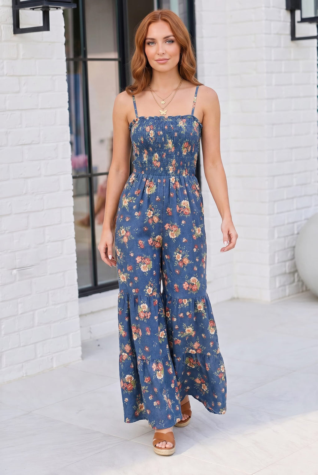 Groovy Florals Smocked Jumpsuit