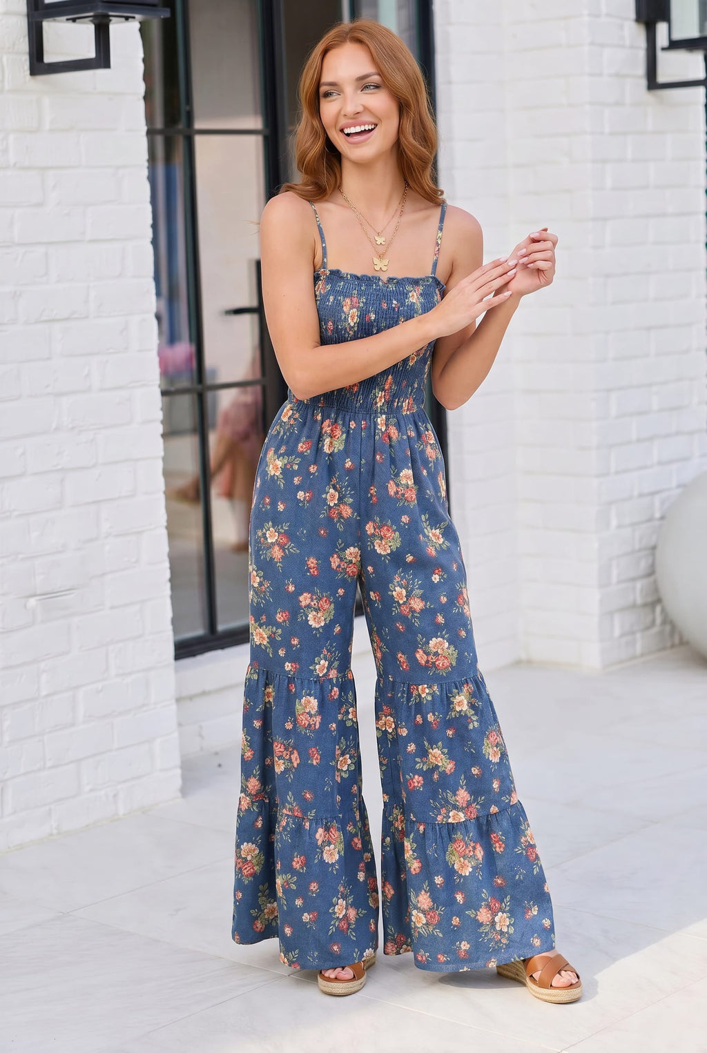 Groovy Florals Smocked Jumpsuit