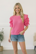 Flirty Flutter Sleeve Knit Top