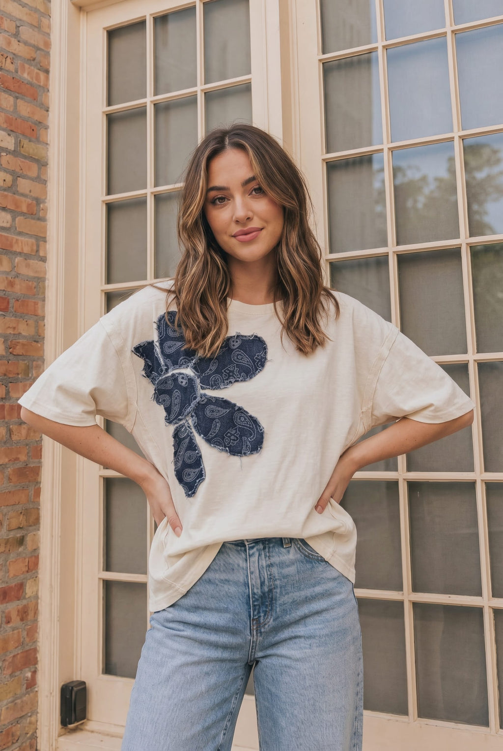Paisley Petal Graphic Tee in Cream
