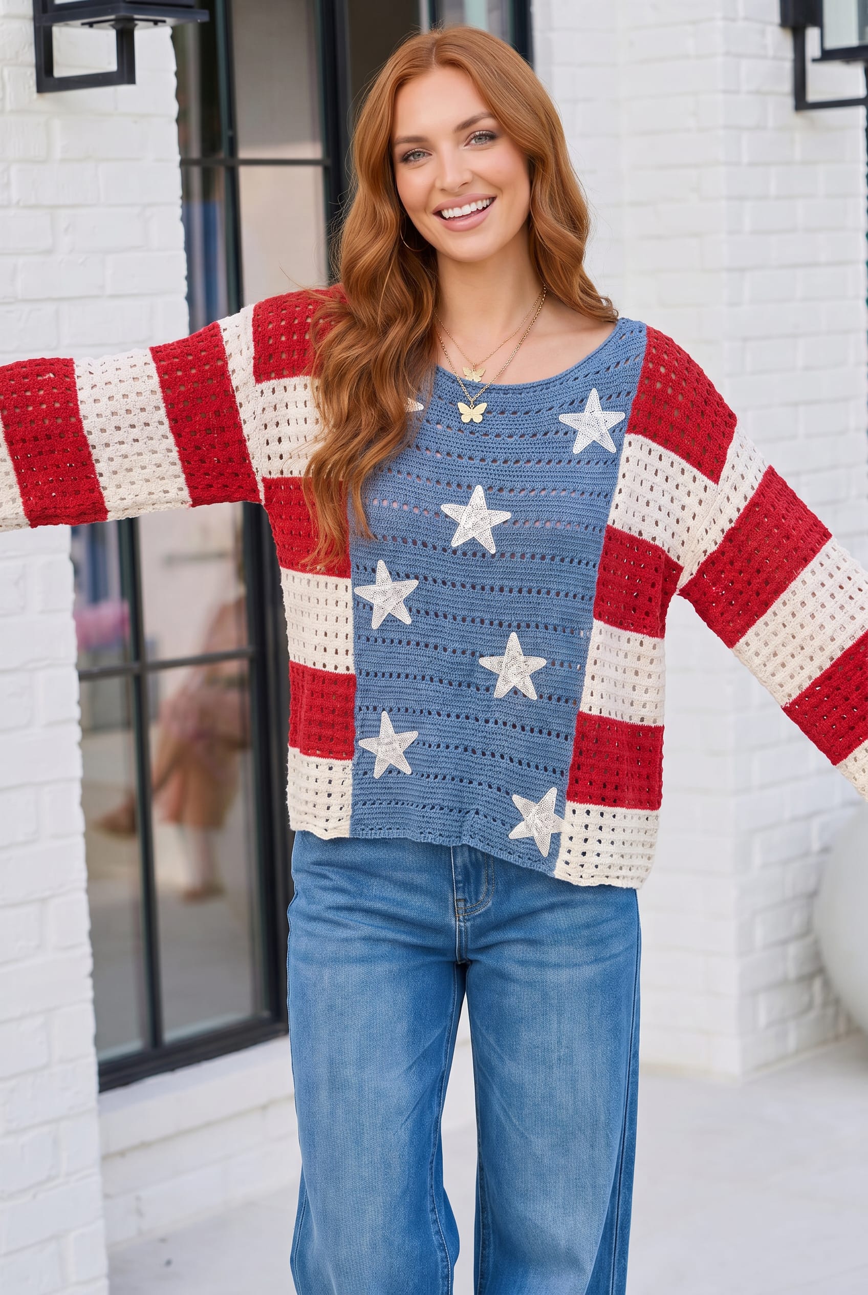 Stars and Stripes Crochet Sweater
