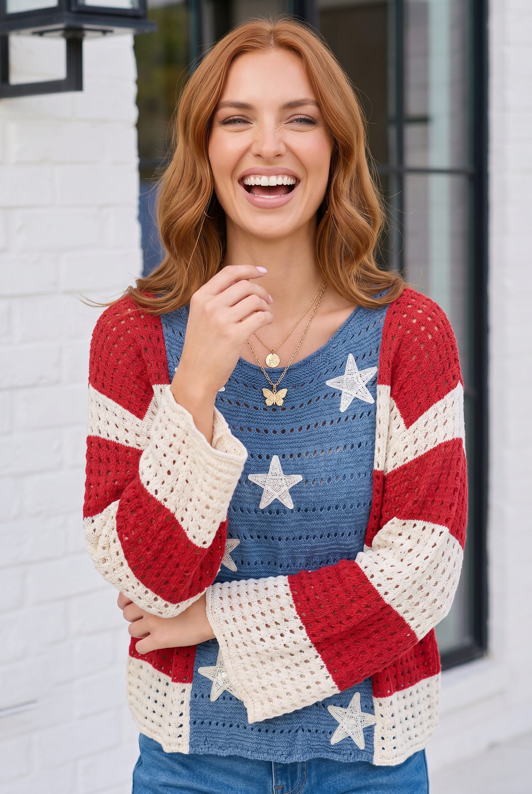 Stars and Stripes Crochet Sweater