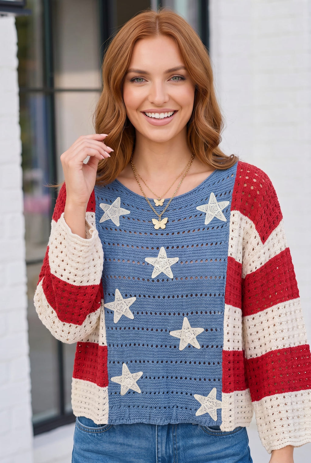 Stars and Stripes Crochet Sweater