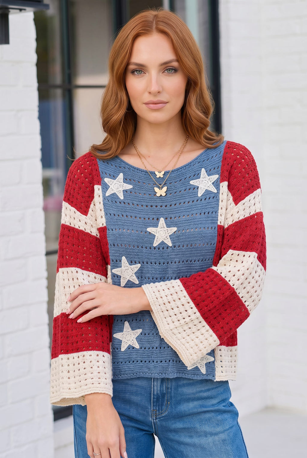 Stars and Stripes Crochet Sweater