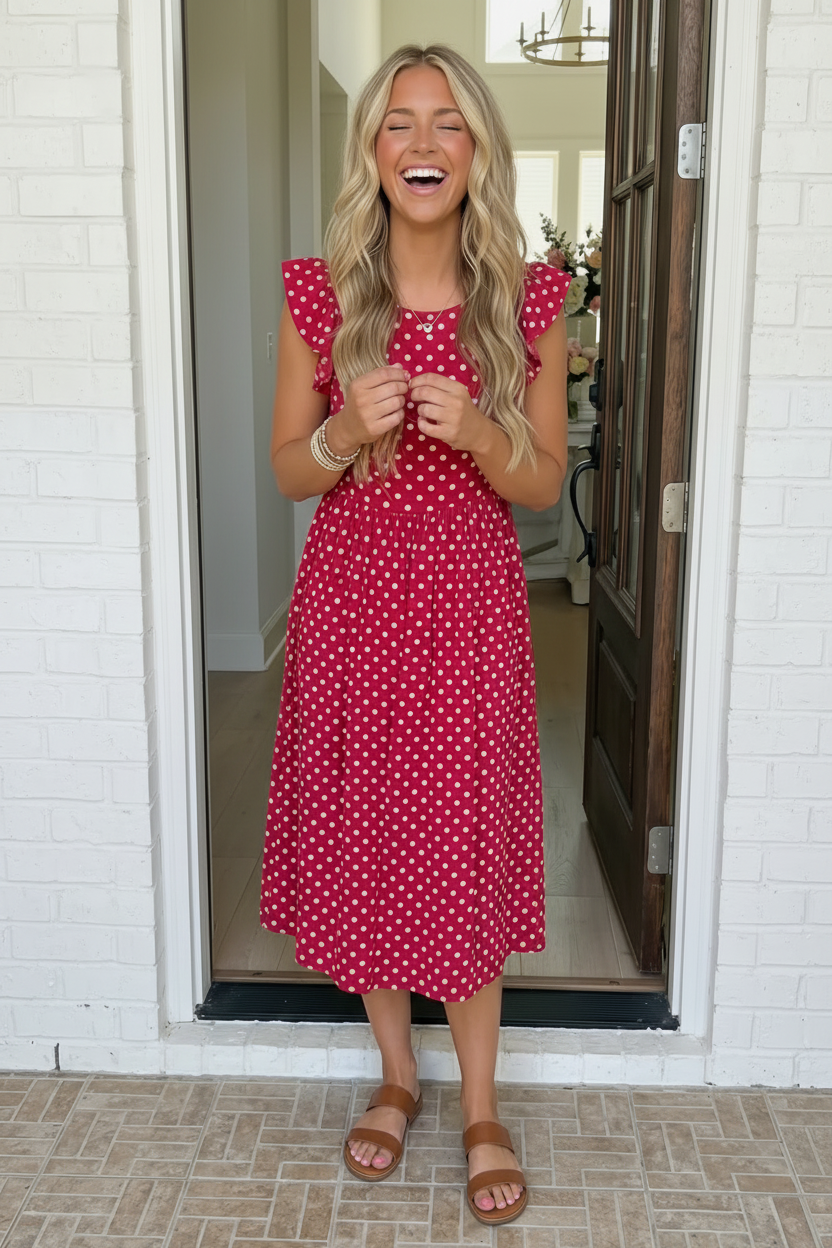 Sweet Days Polka Dot Midi Dress