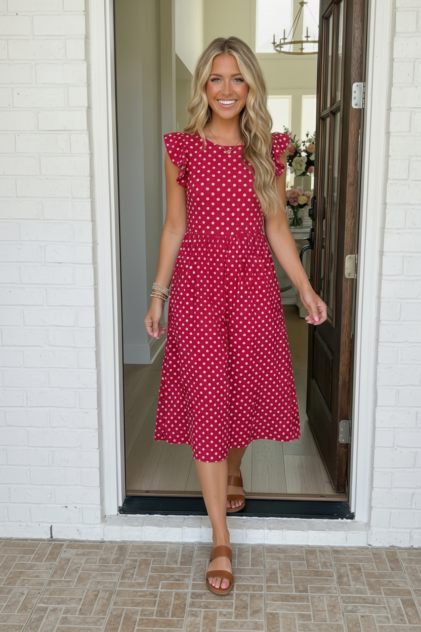 Sweet Days Polka Dot Midi Dress