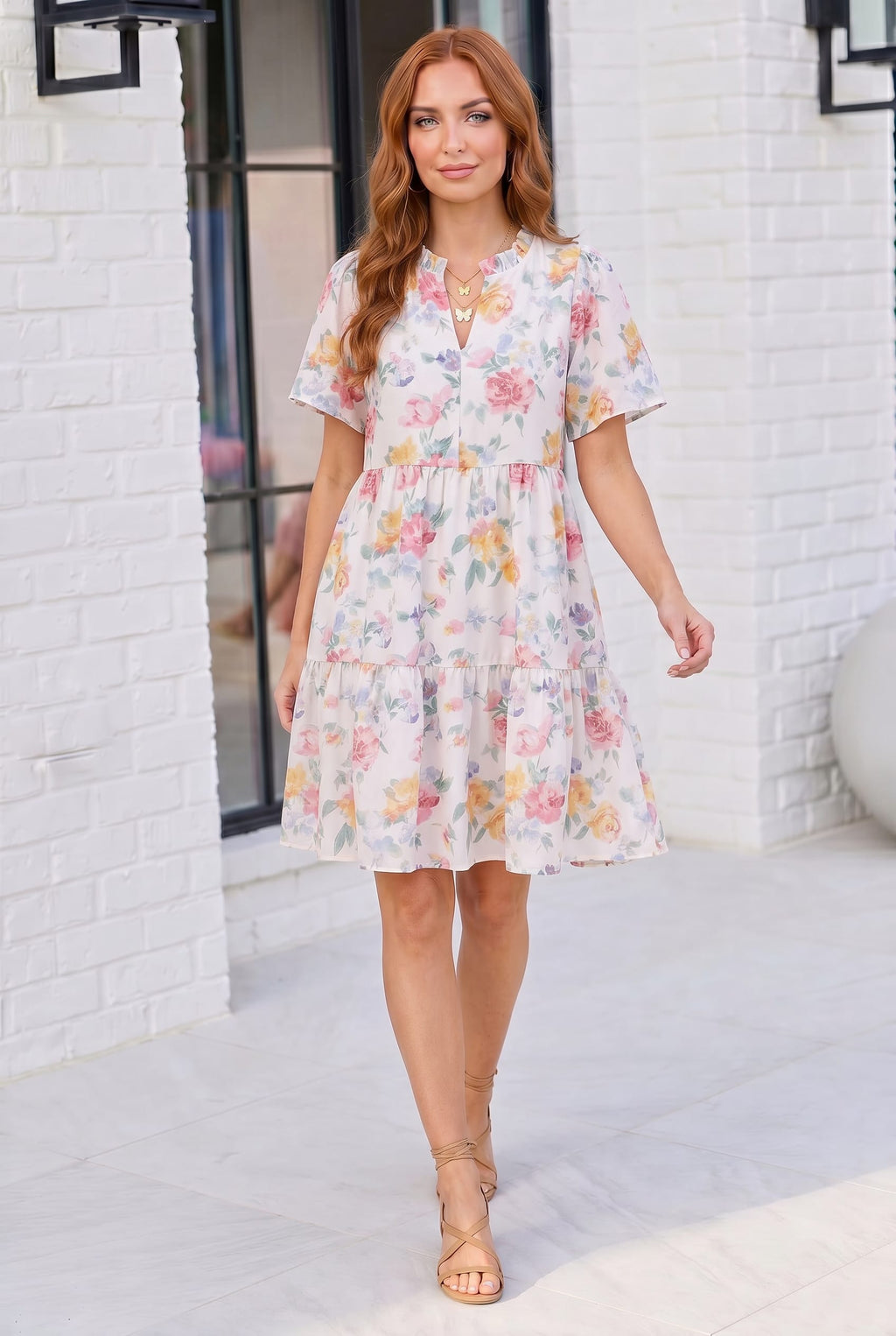 Blooming Beautifully Floral Tiered Mini Dress