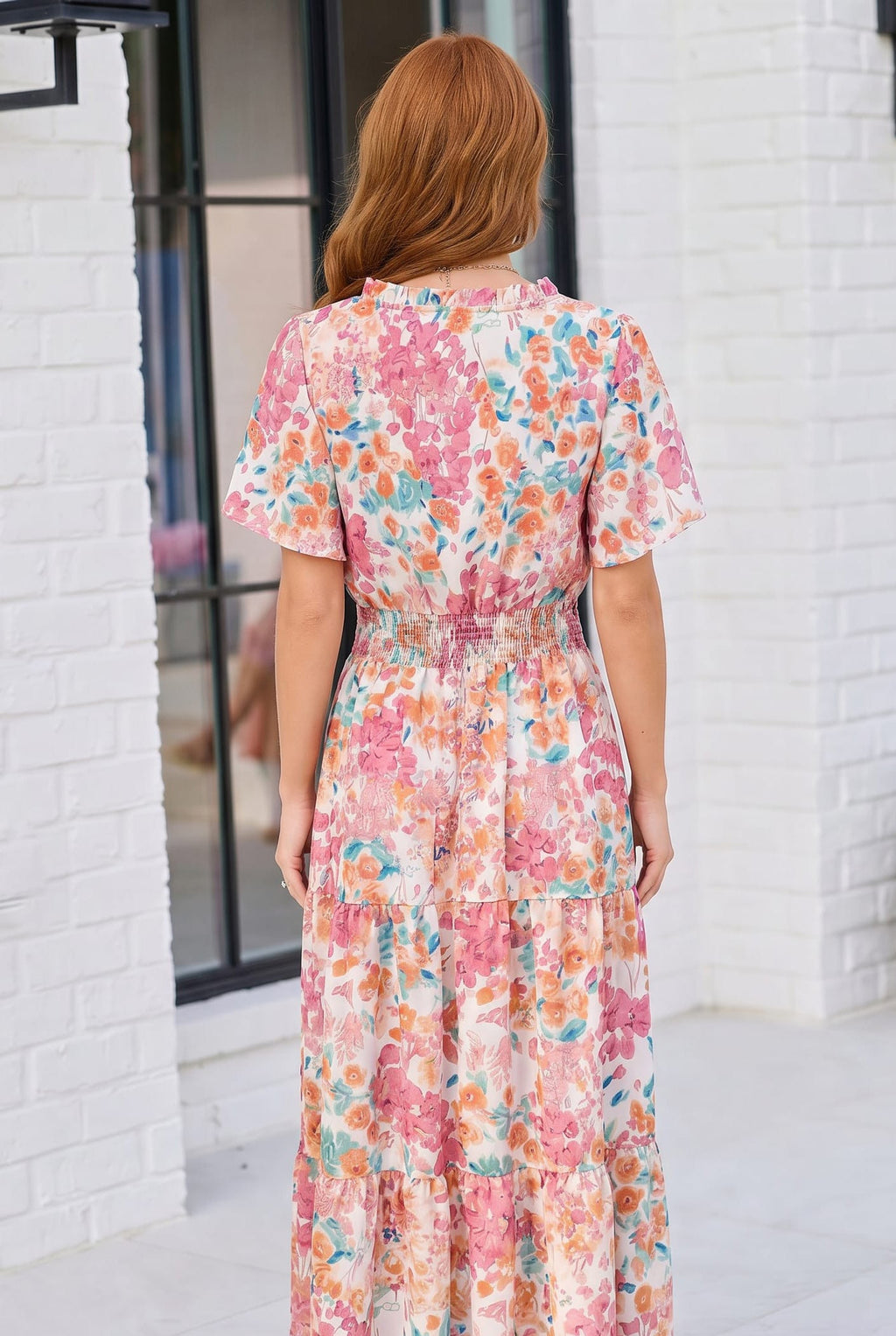 Paint and Sip Floral Tiered Midi Dress