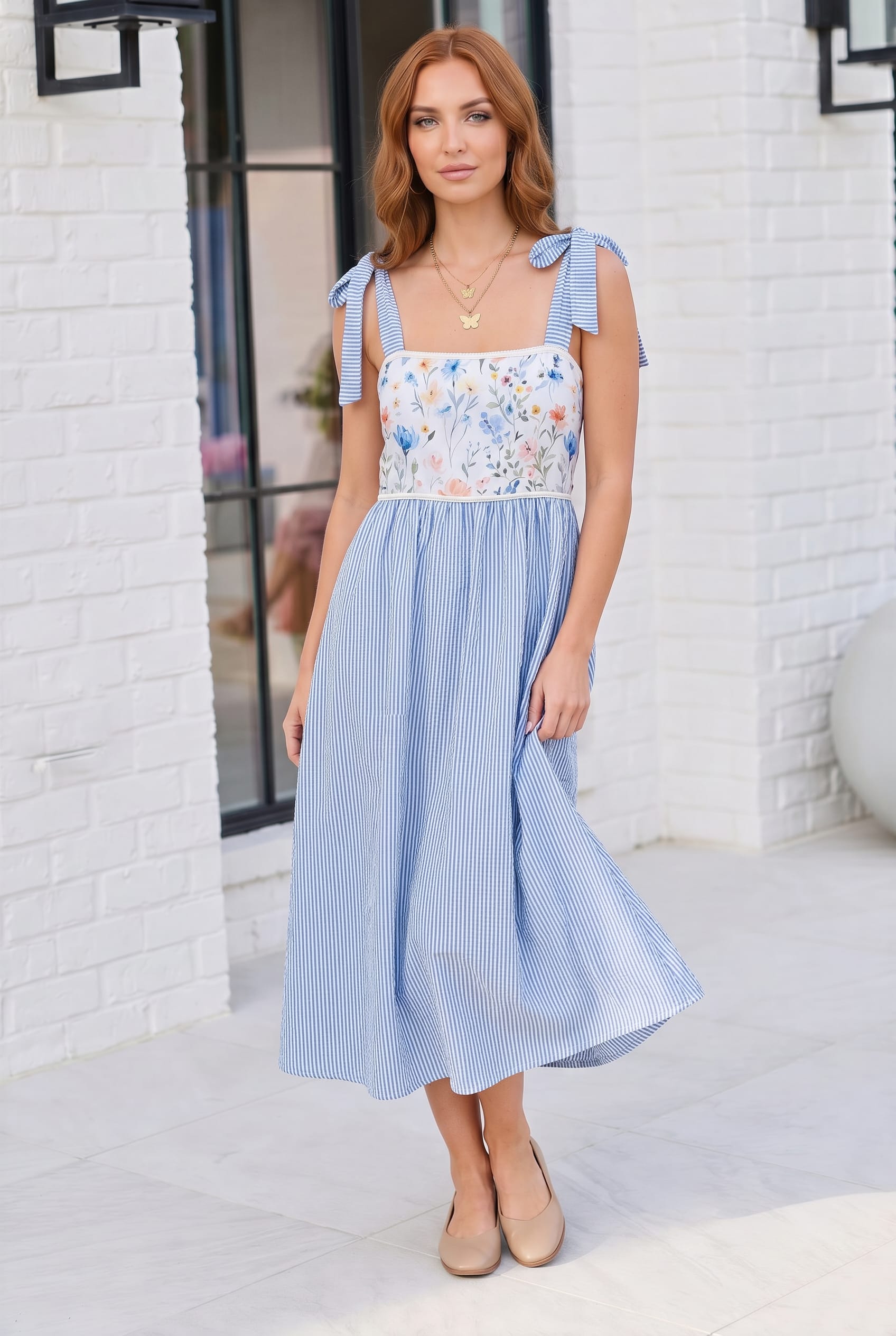 Wildflower Wishes Striped Midi Dress