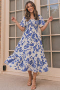 Blue Blooms & Sunshine Midi Dress