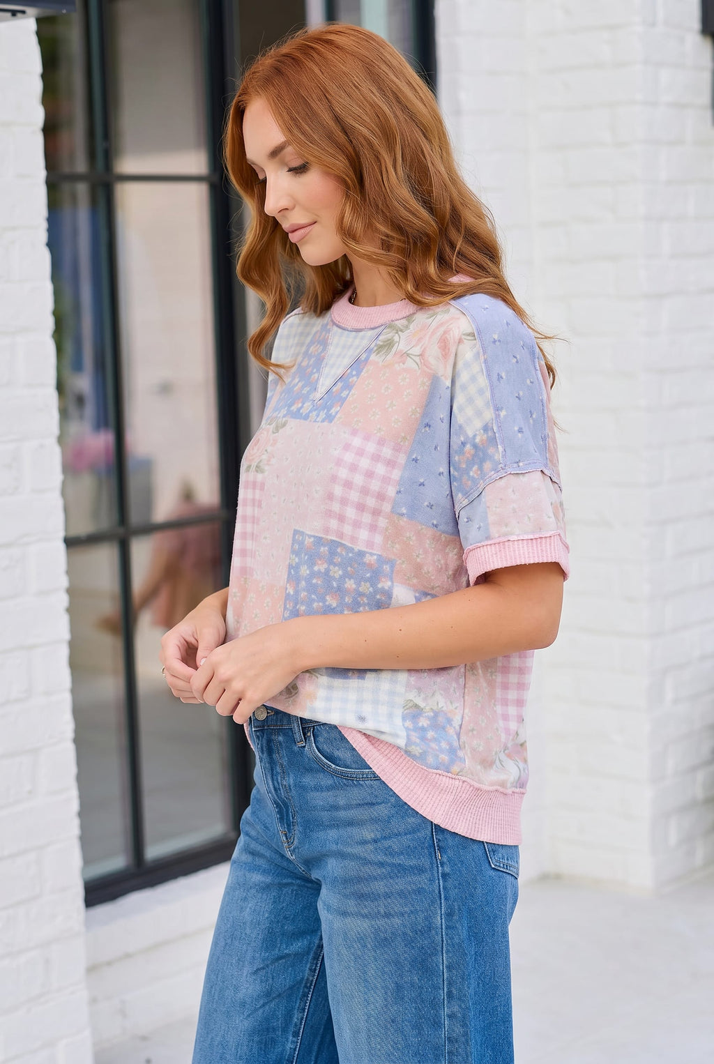Sweet Patchwork Dreams Short Sleeve Top
