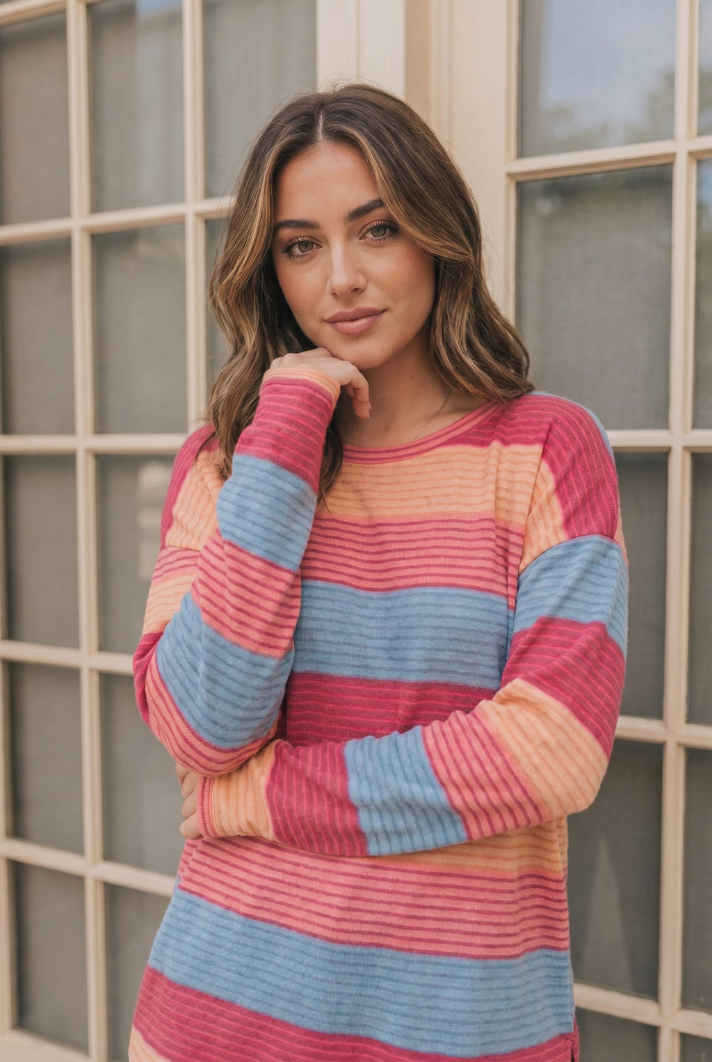 Sunny Stripes Long Sleeve Knit Top
