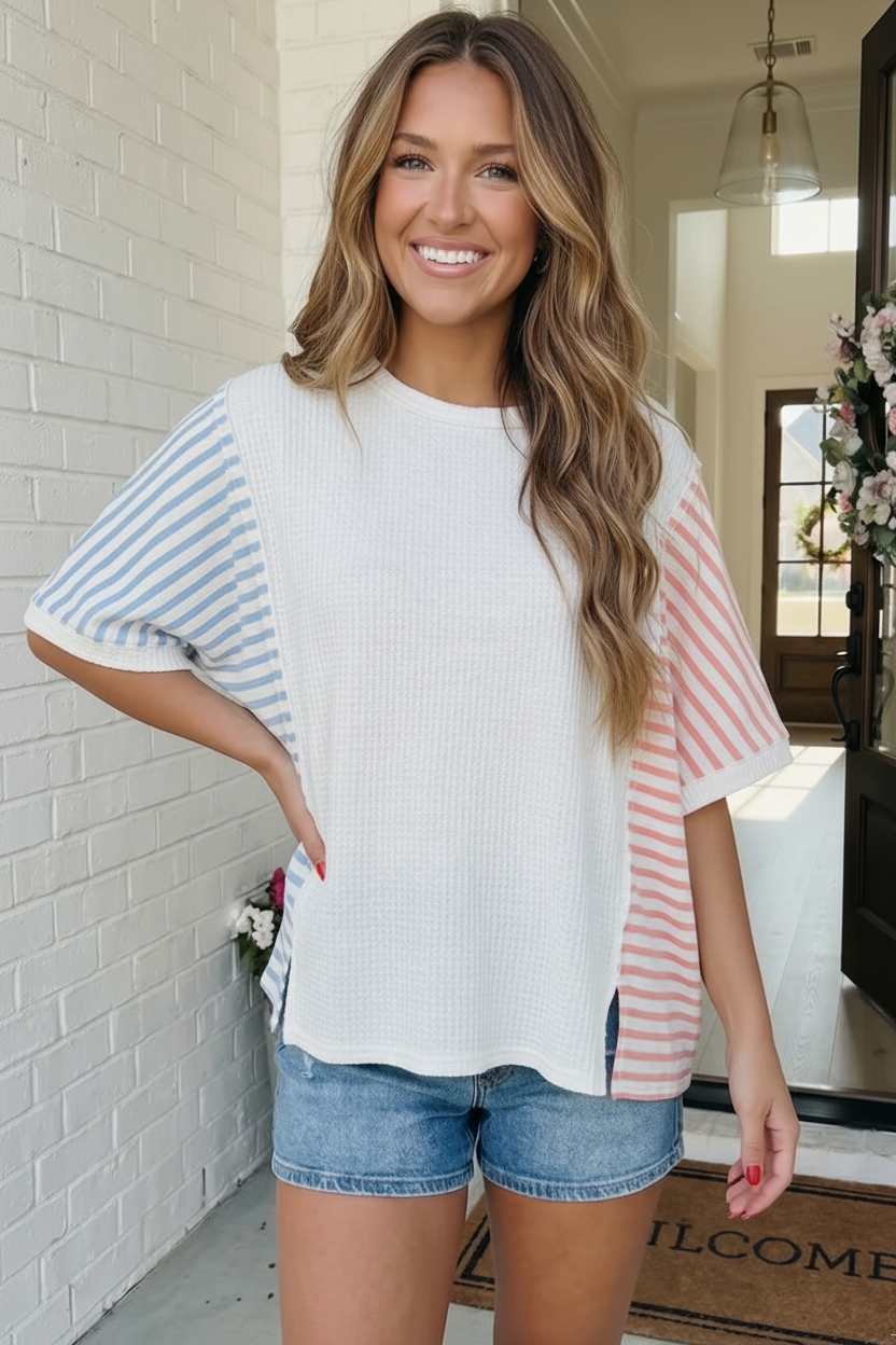 Stripe It Up Waffle Knit Top