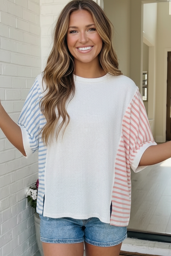 Stripe It Up Waffle Knit Top