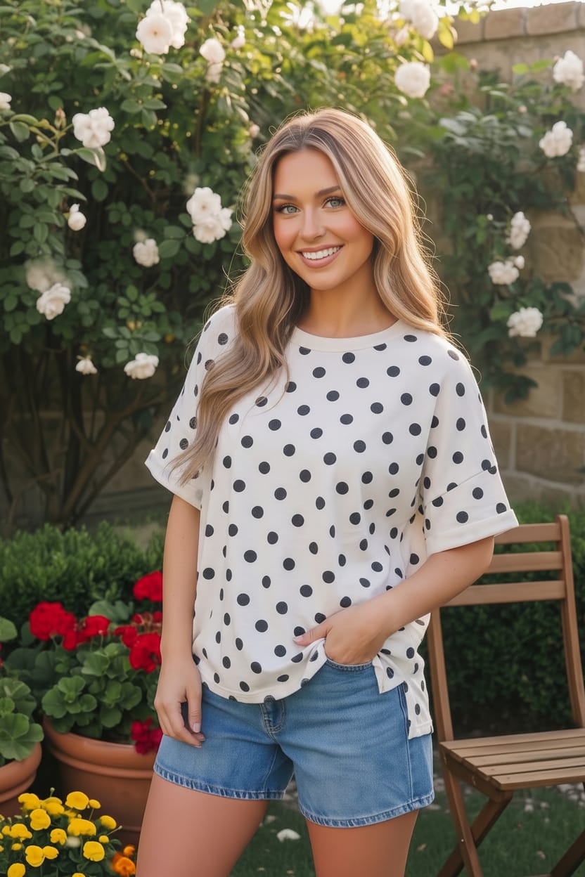 Dot to Dot Polka Print Boxy Tee