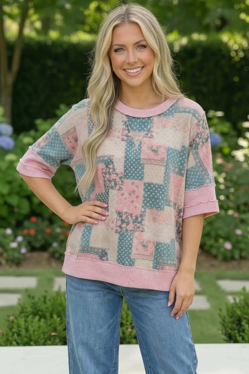 Patchwork Dreams Short Sleeve Top