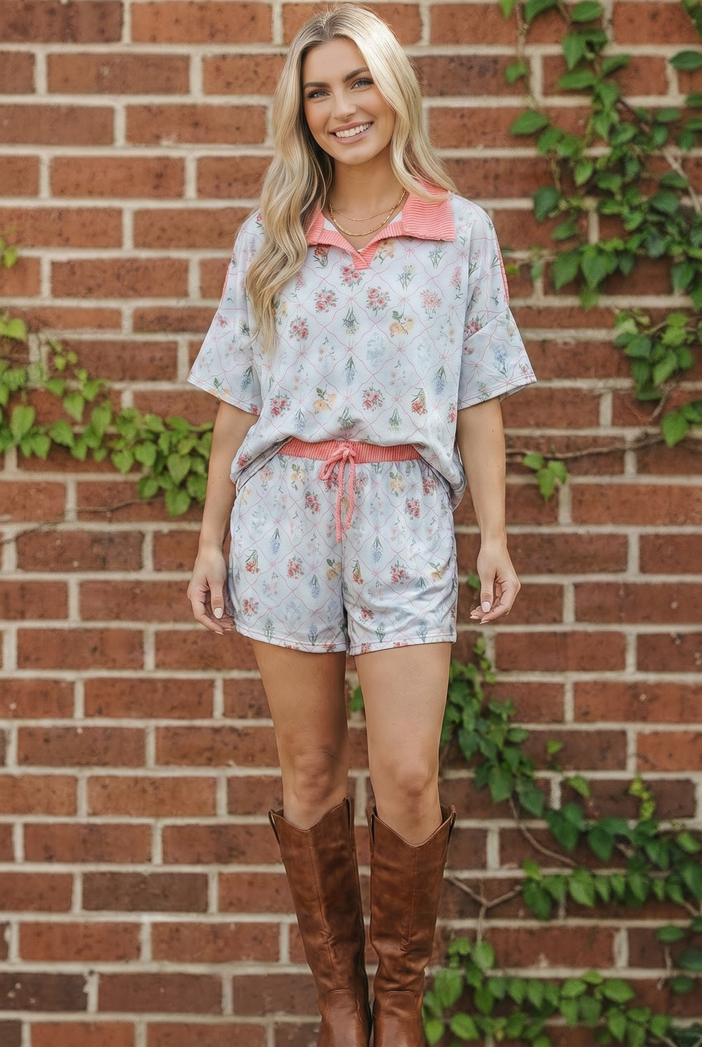 Floral Garden Matching Short Set