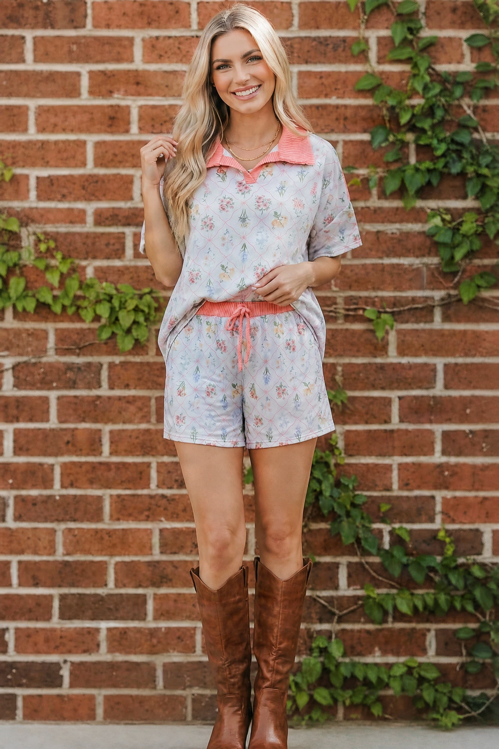 Floral Garden Matching Short Set