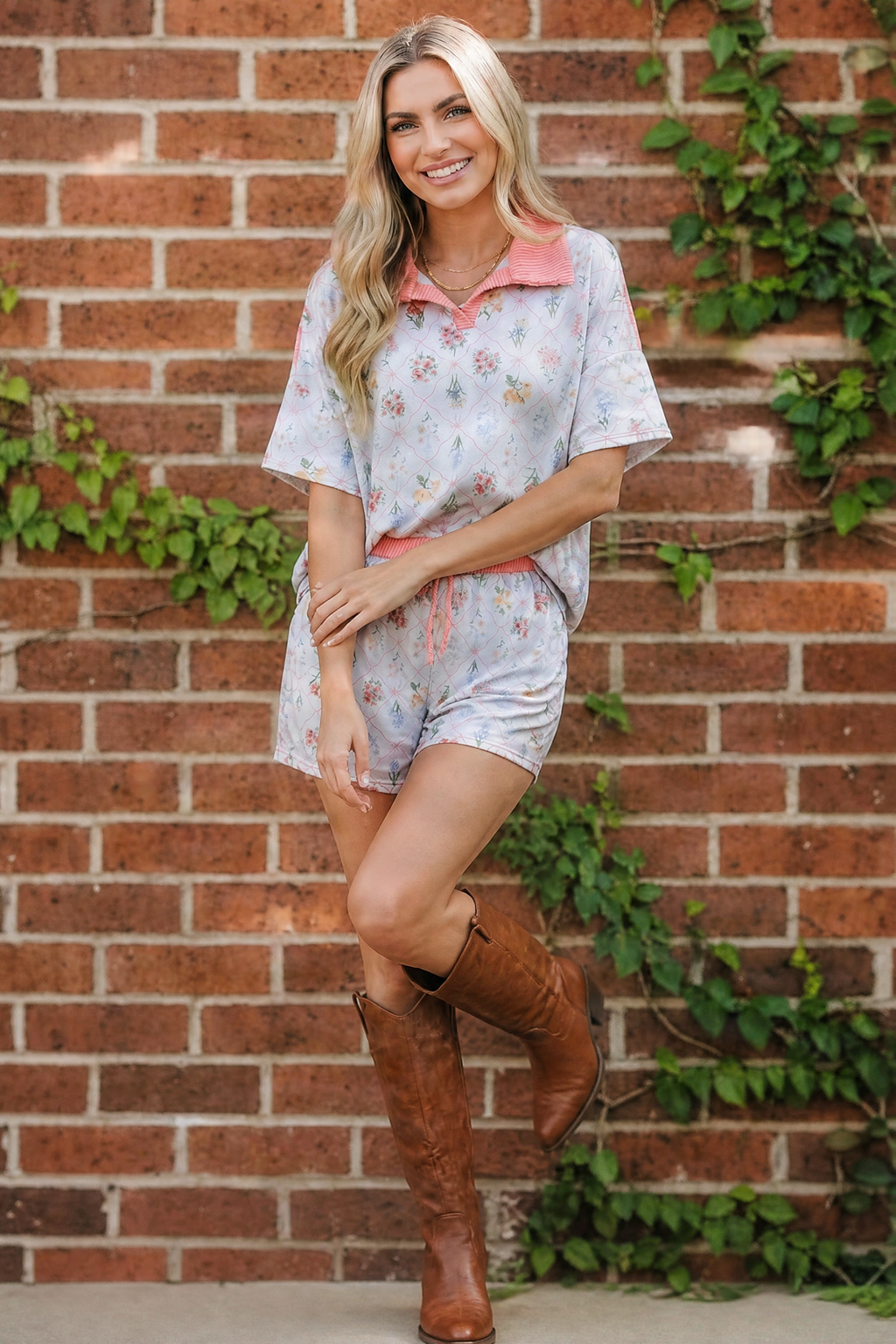 Floral Garden Matching Short Set