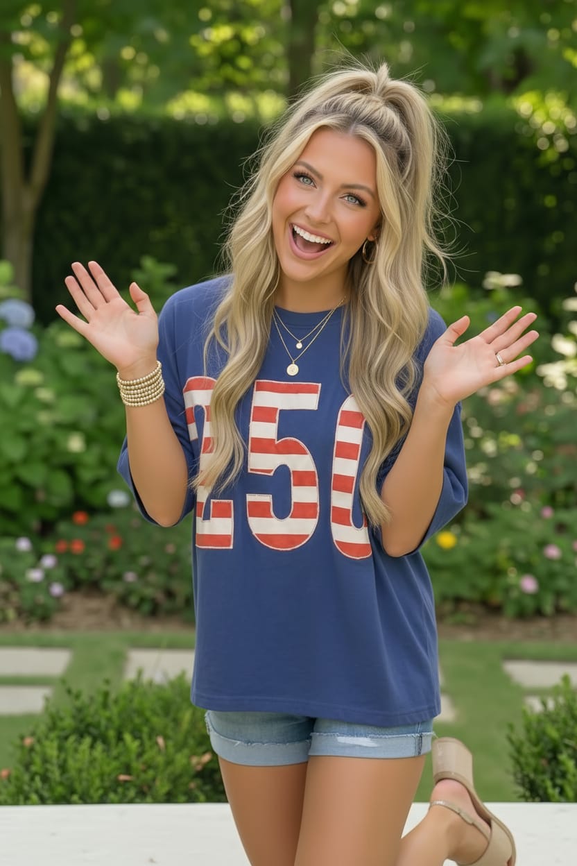 Blue Stars and Stripes '250' Top