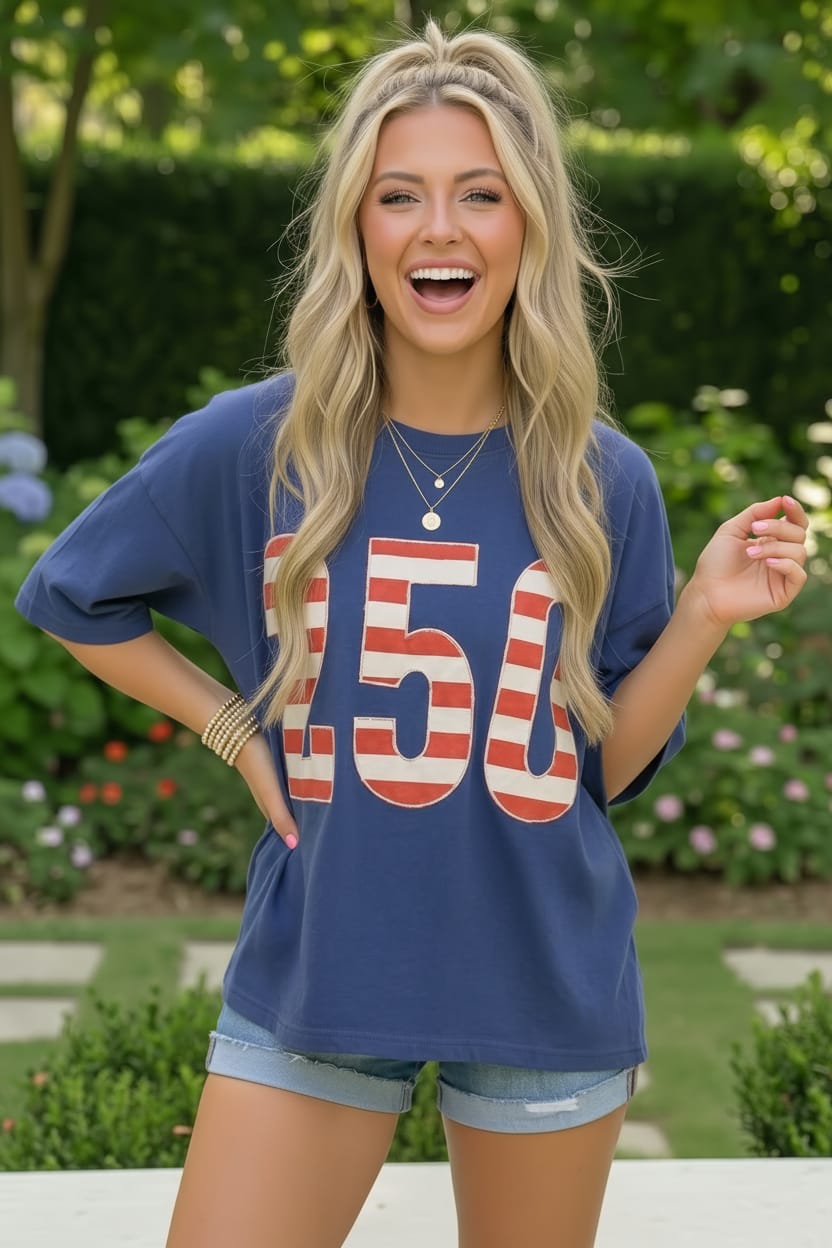 Blue Stars and Stripes '250' Top
