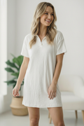 Ready to Roll Ivory Textured Tee Shirt Dress