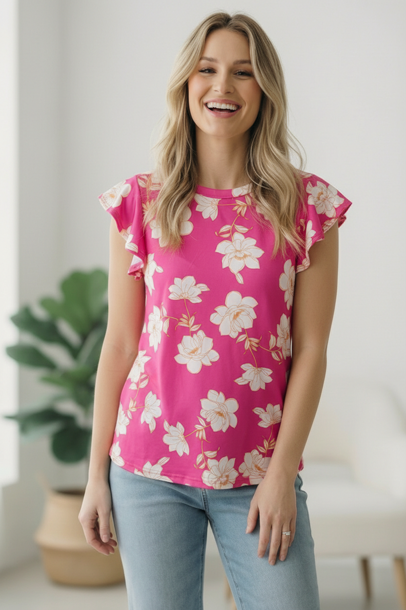 Flutter Into Spring Pink Floral Top